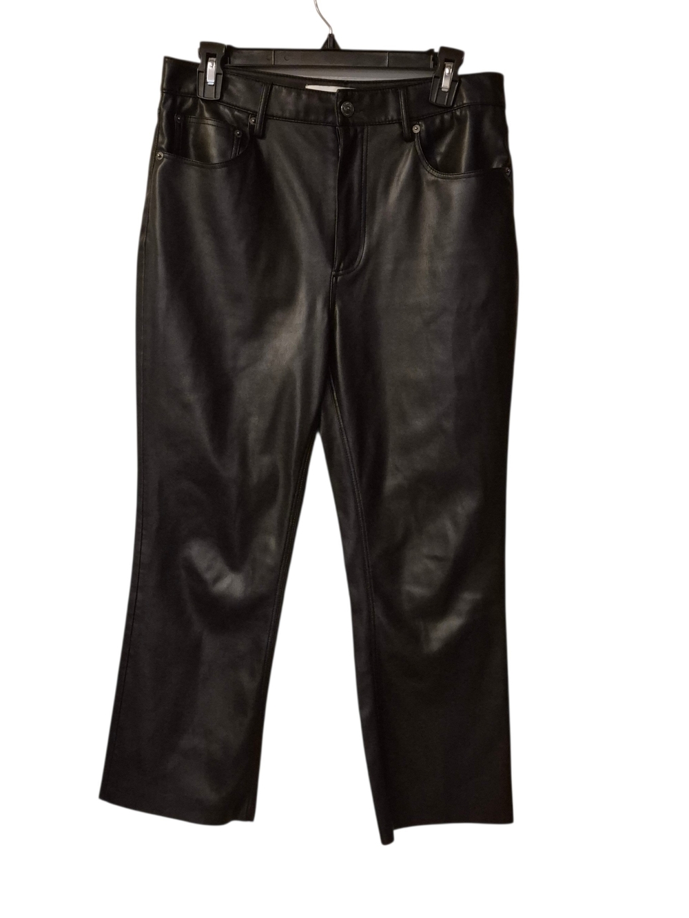 Zara Black Faux Leather Straight-Leg Pants